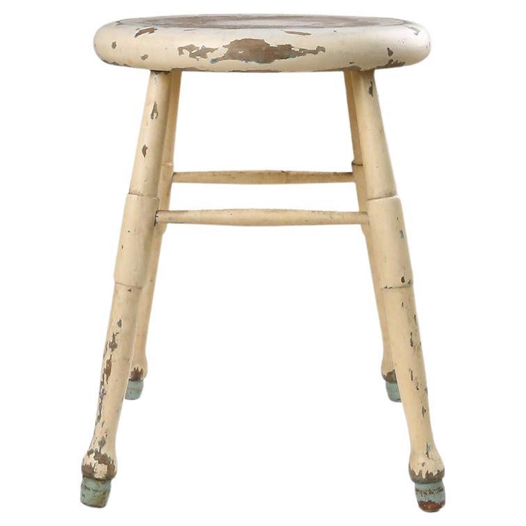 White rustic stool 1930 For Sale