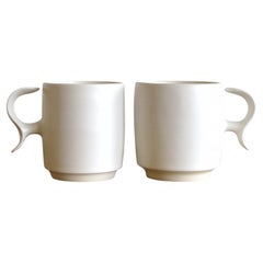 White 'S-Handle' Mugs by Jed Farlow