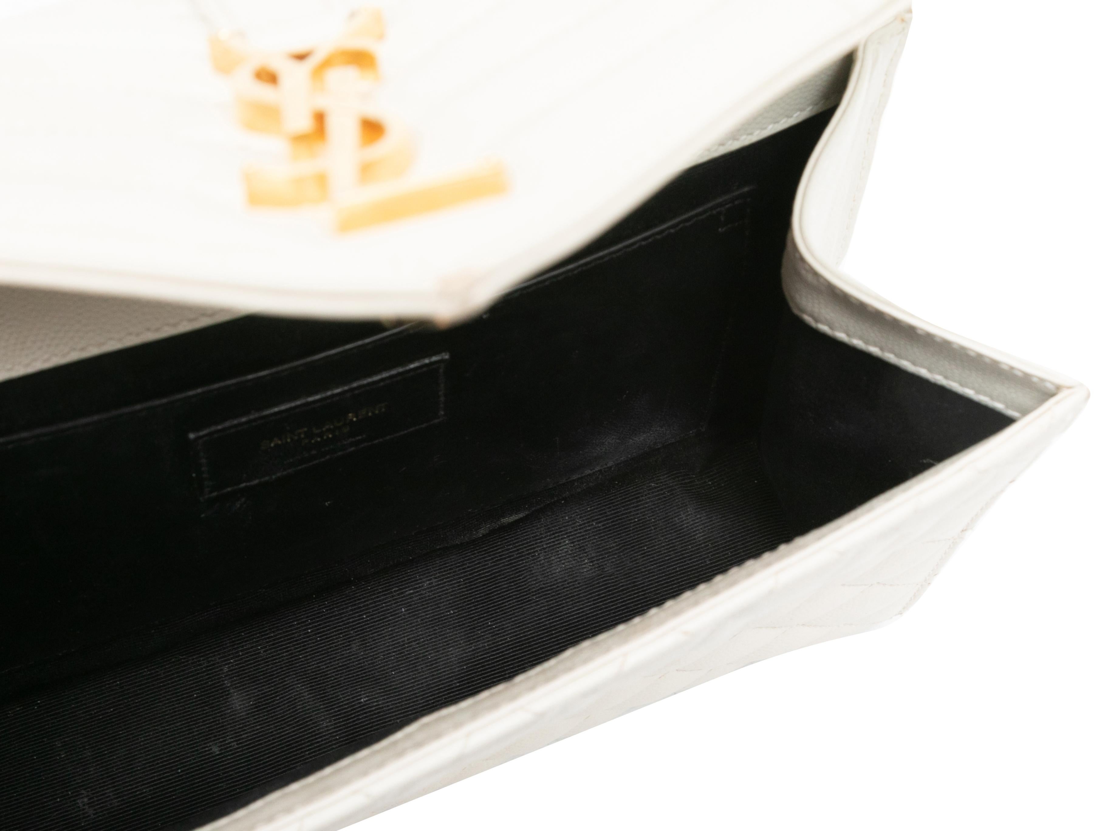 White Saint Laurent Medium Triquilt Matelasse Envelope Bag 1