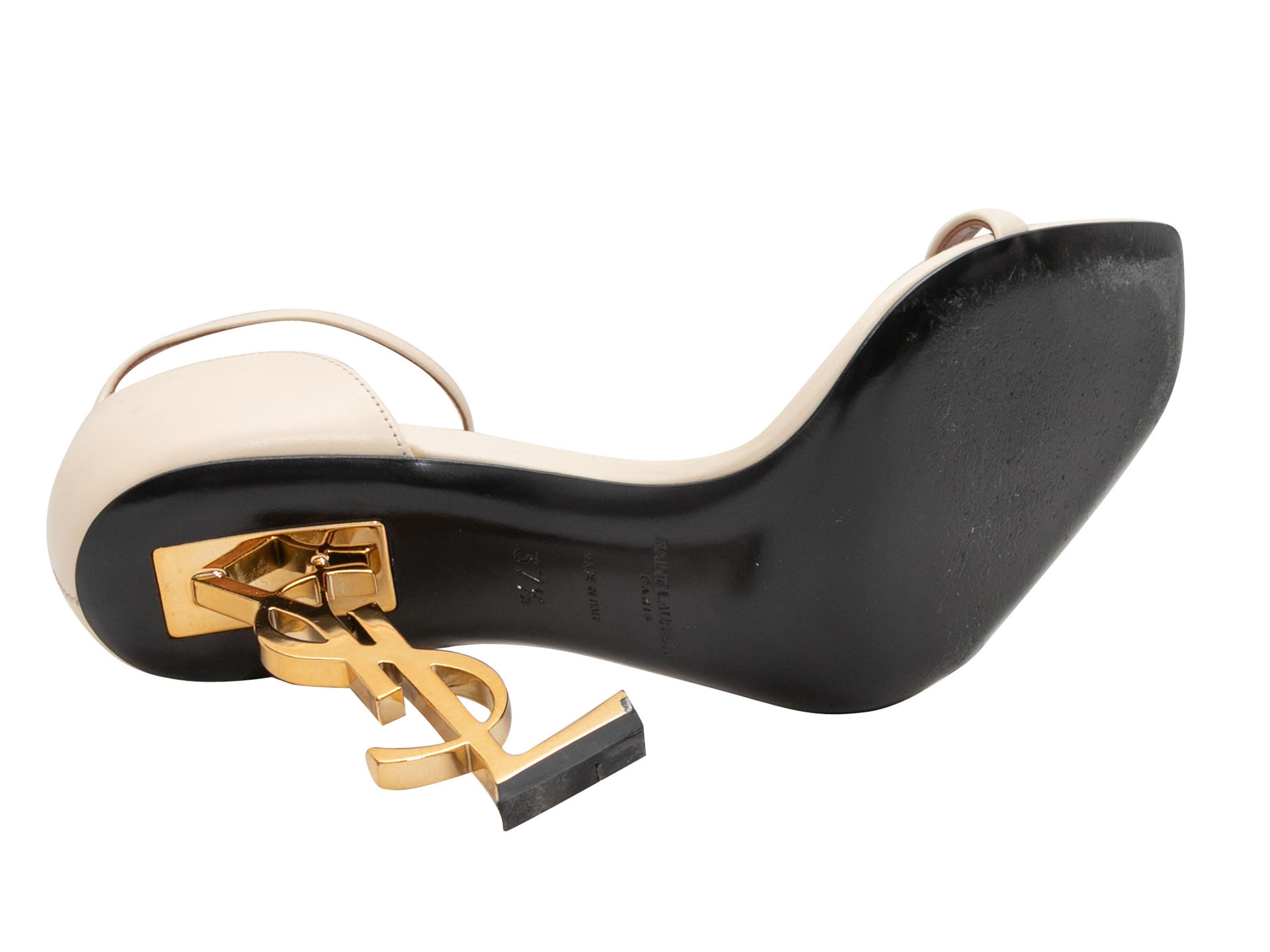 White Saint Laurent Opyum Logo Ankle Strap Heeled Sandals Size 37.5 For Sale 1