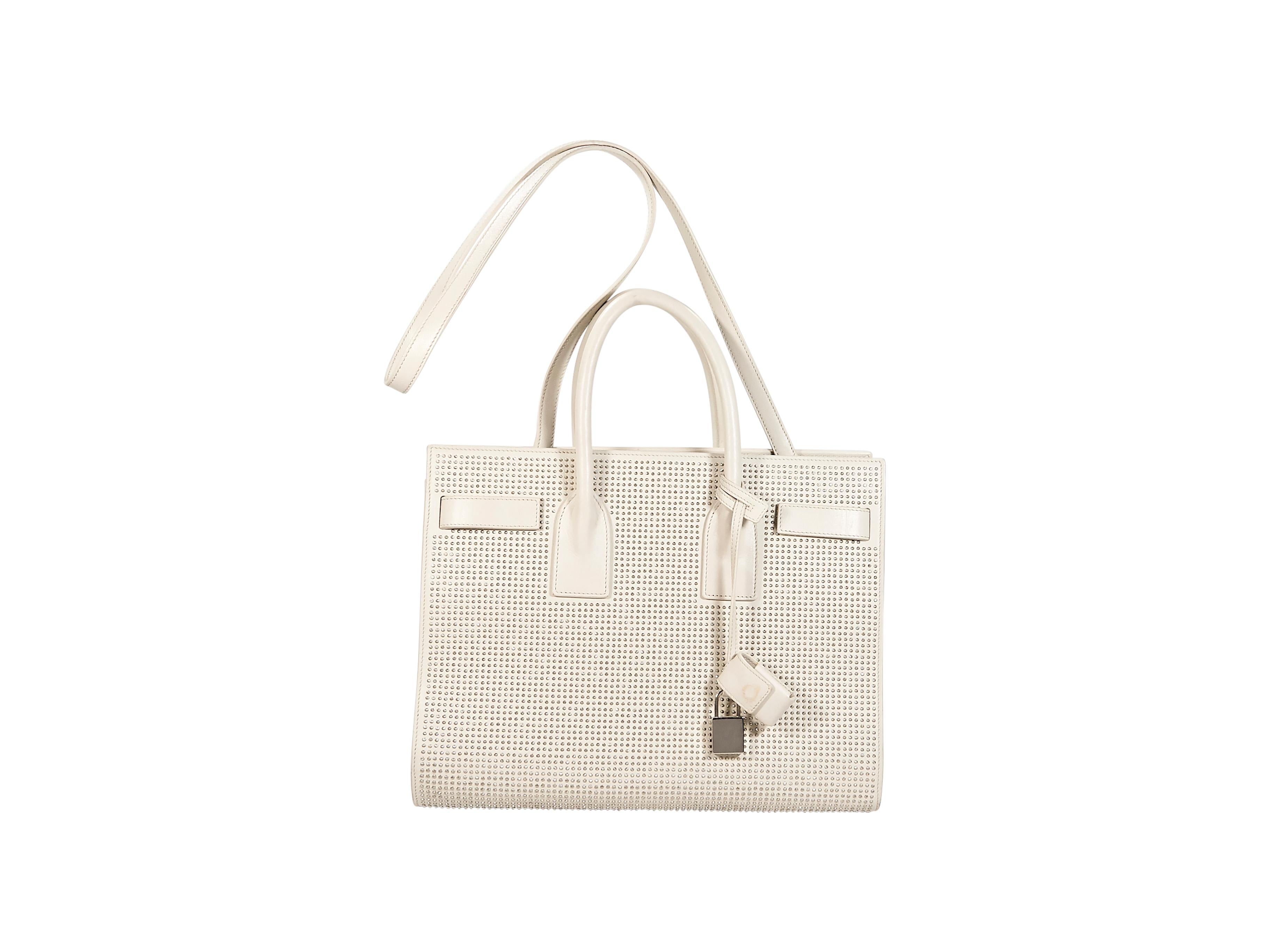 White Saint Laurent Studded Sac de Jour Satchel In Good Condition In New York, NY