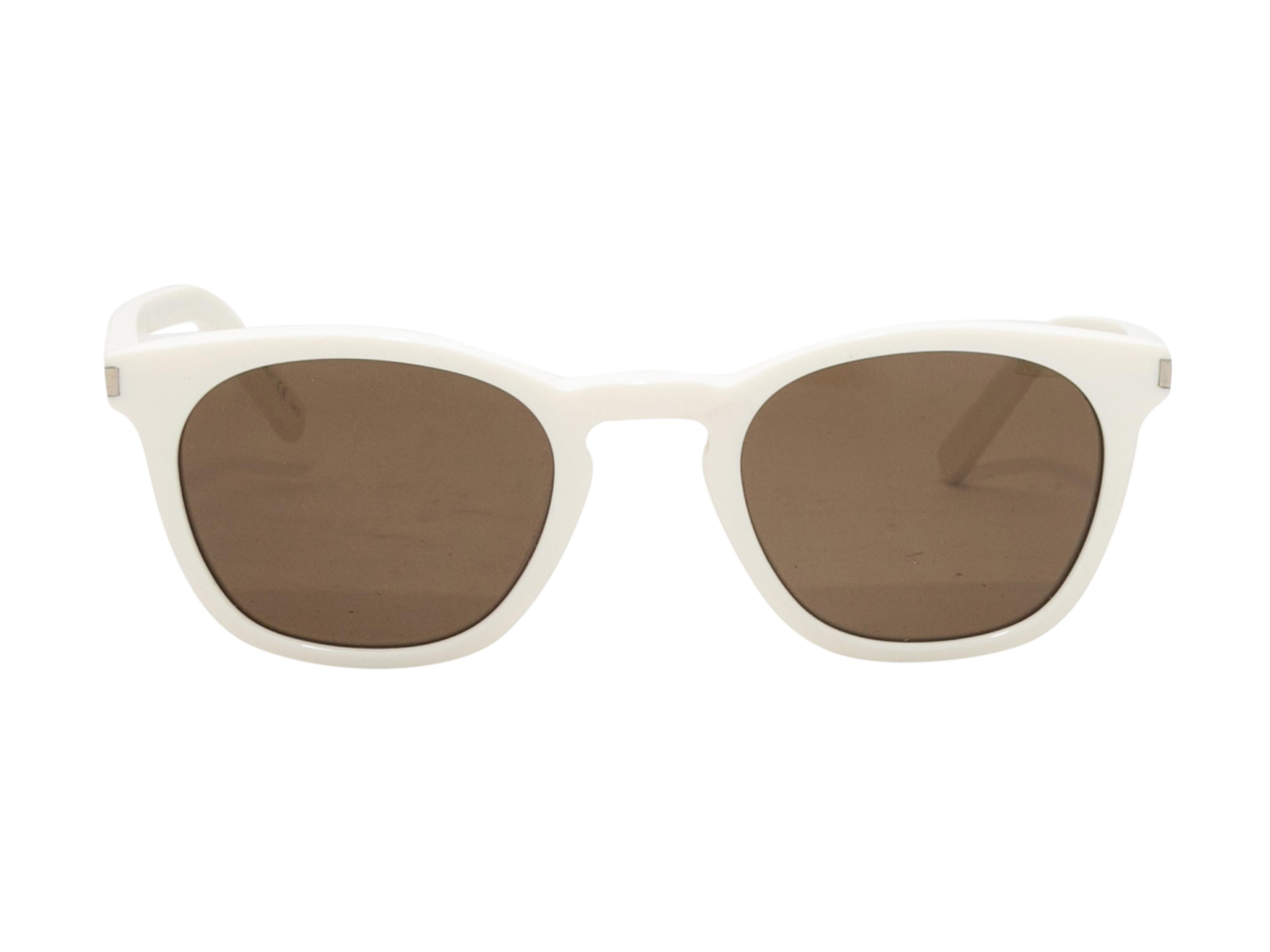 Lunettes de soleil Saint Laurent Wayfarer blanches en vente 1