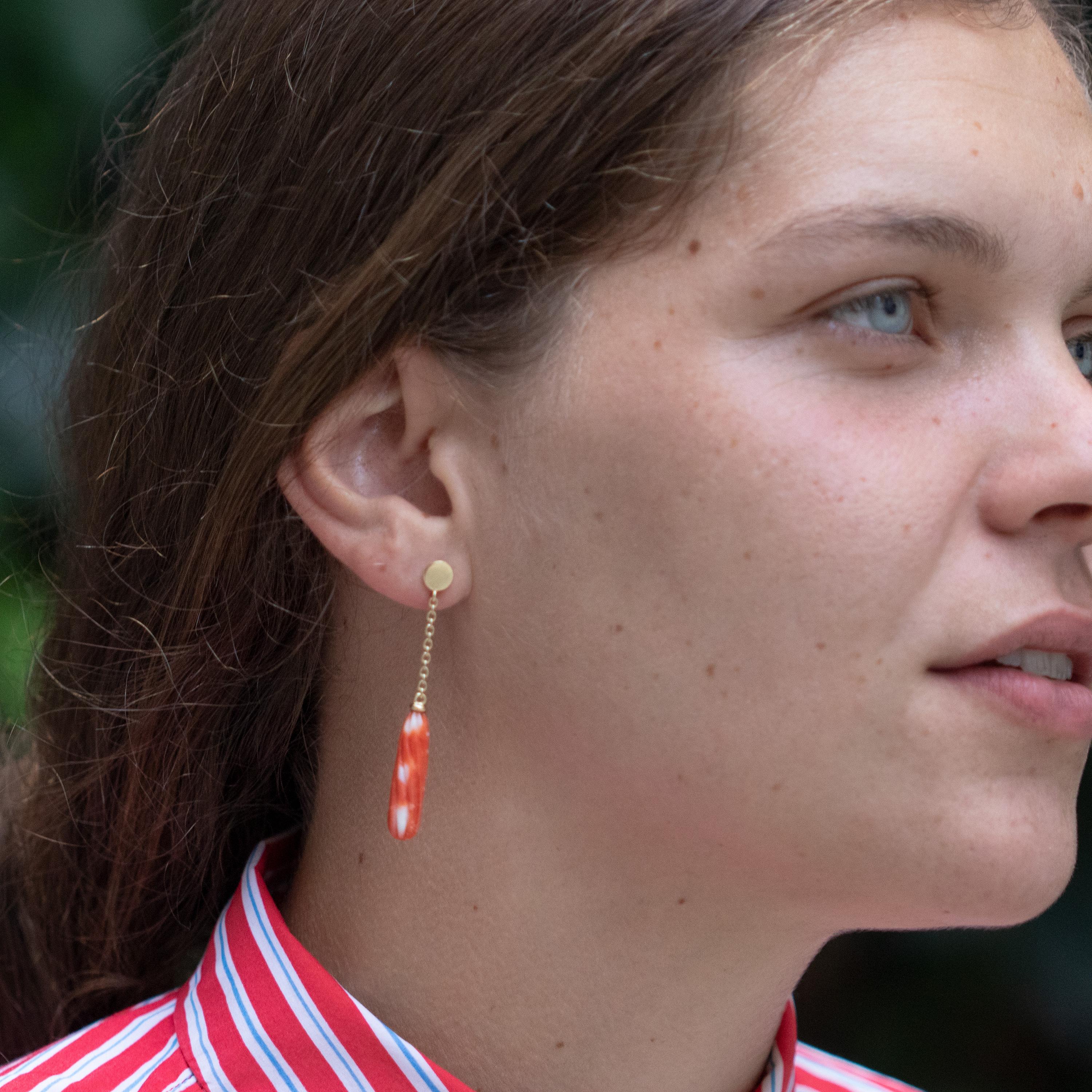 coral earrings gold designs