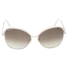 White Salvatore Ferragamo Metal Oversized Sunglasses