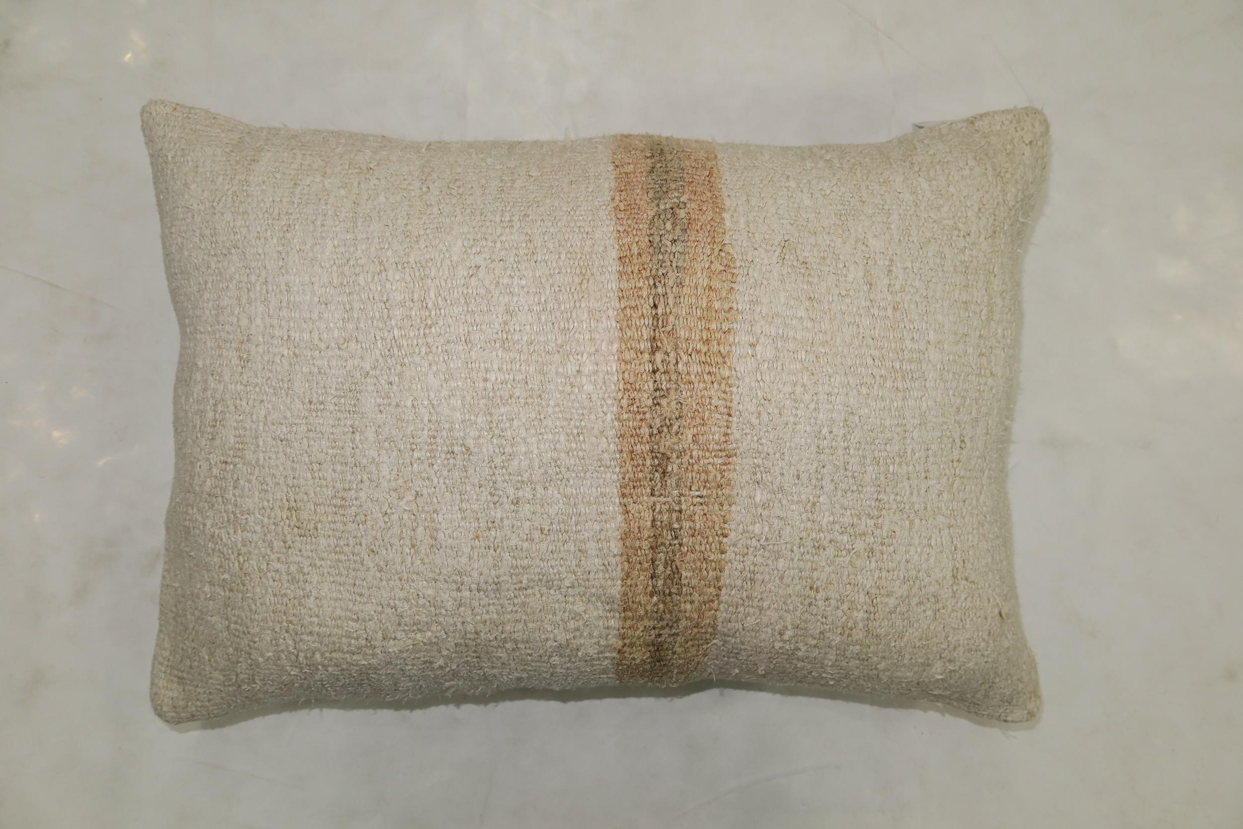 Industrial White Sand Striped Vintage Turkish Kilim Pillow For Sale