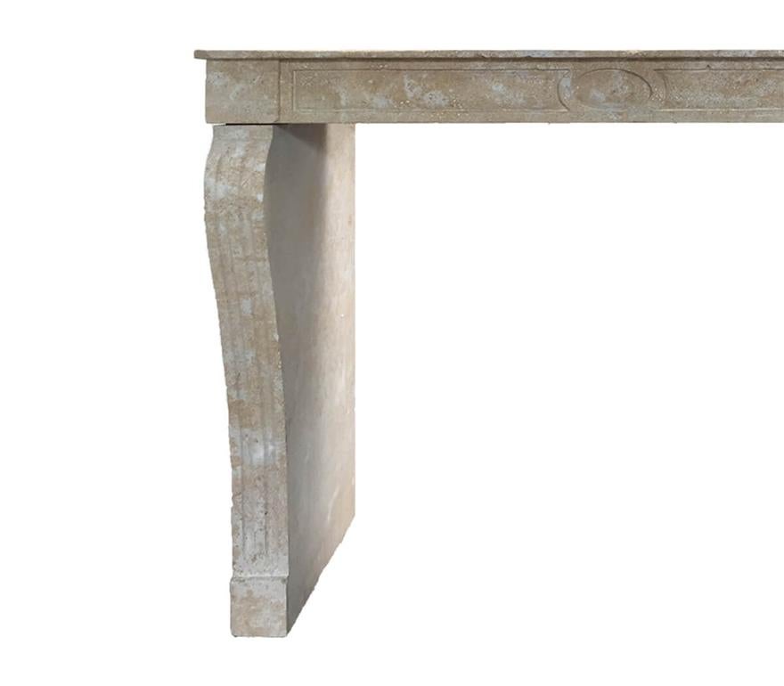 French White sandstone fireplace mantel 19th Century For Sale