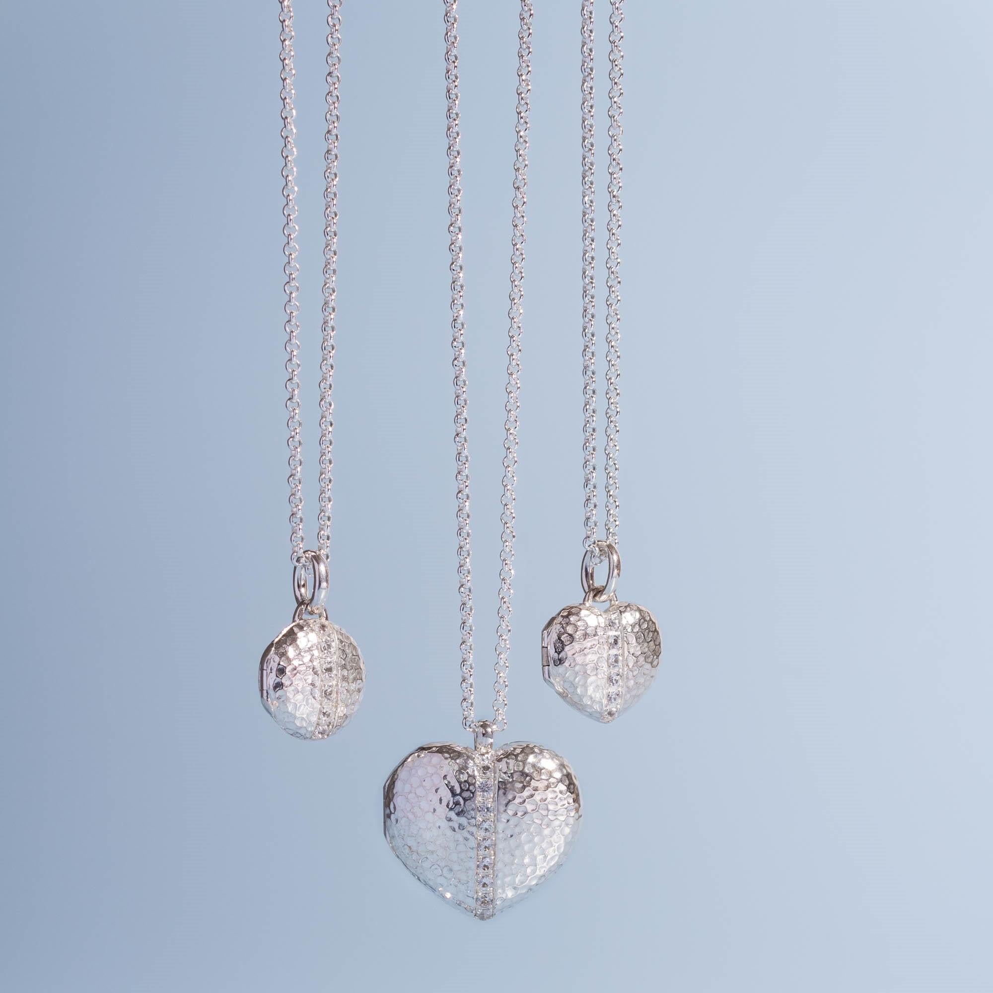Women's White Sapphire 15mm Heart Lumiere Locket In 18ct Gold Vermeil For Sale