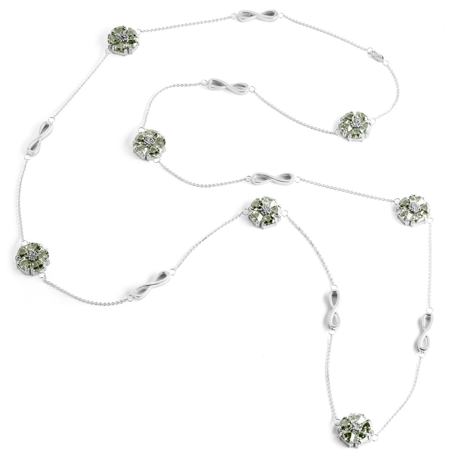 Trillion Cut White Topaz Blossom Infinity Lariat For Sale