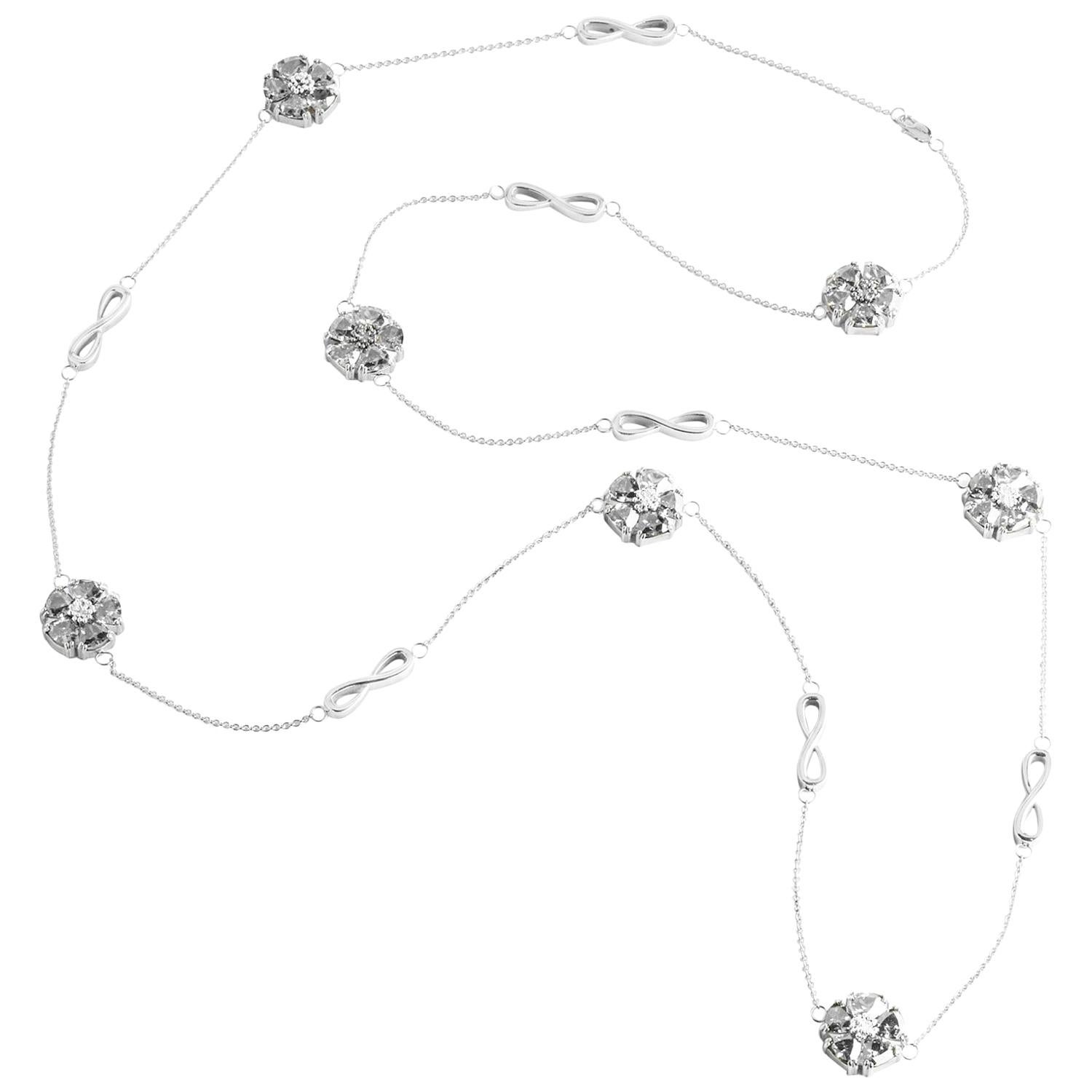 White Sapphire Blossom Stone and Infinity Lariat Necklace For Sale