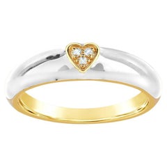 White Sapphire Accent White Enamel & 14K Yellow Gold Over Sterling Silver Ring 