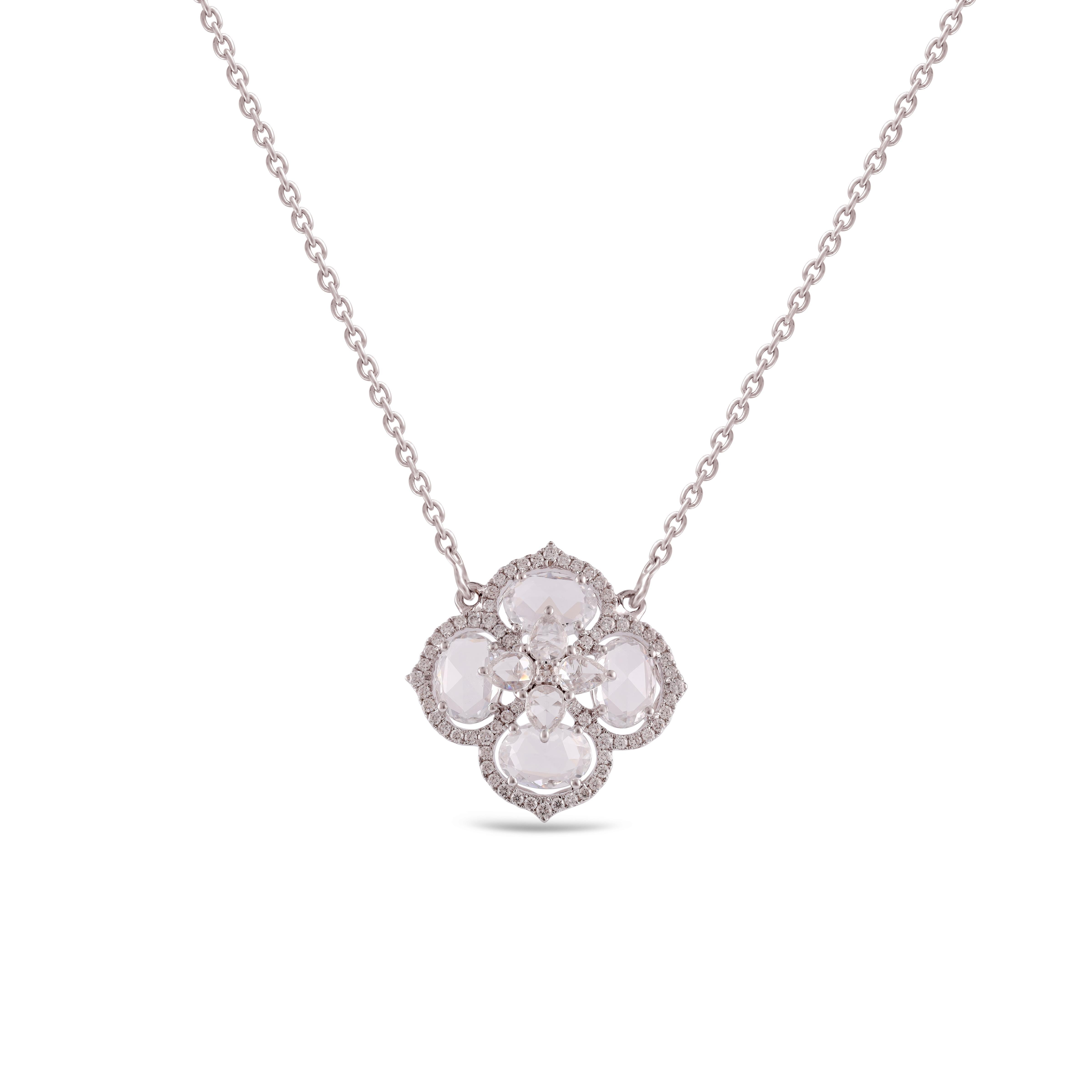 Contemporary White Sapphire and Diamond Pendant Chain For Sale