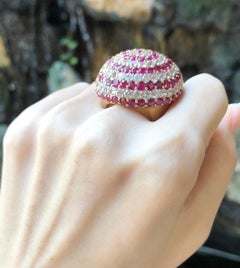 White Sapphire and Ruby Ring set in Silver Settings