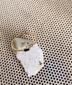 White Sapphire black Garnet 18 Karat Yellow Gold Ring, US6.25