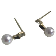 White Sapphire Black Garnet Akoya 18-Karat Yellow Gold Earrings