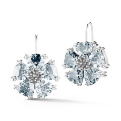 White Sapphire Blossom Stone Wire Earrings
