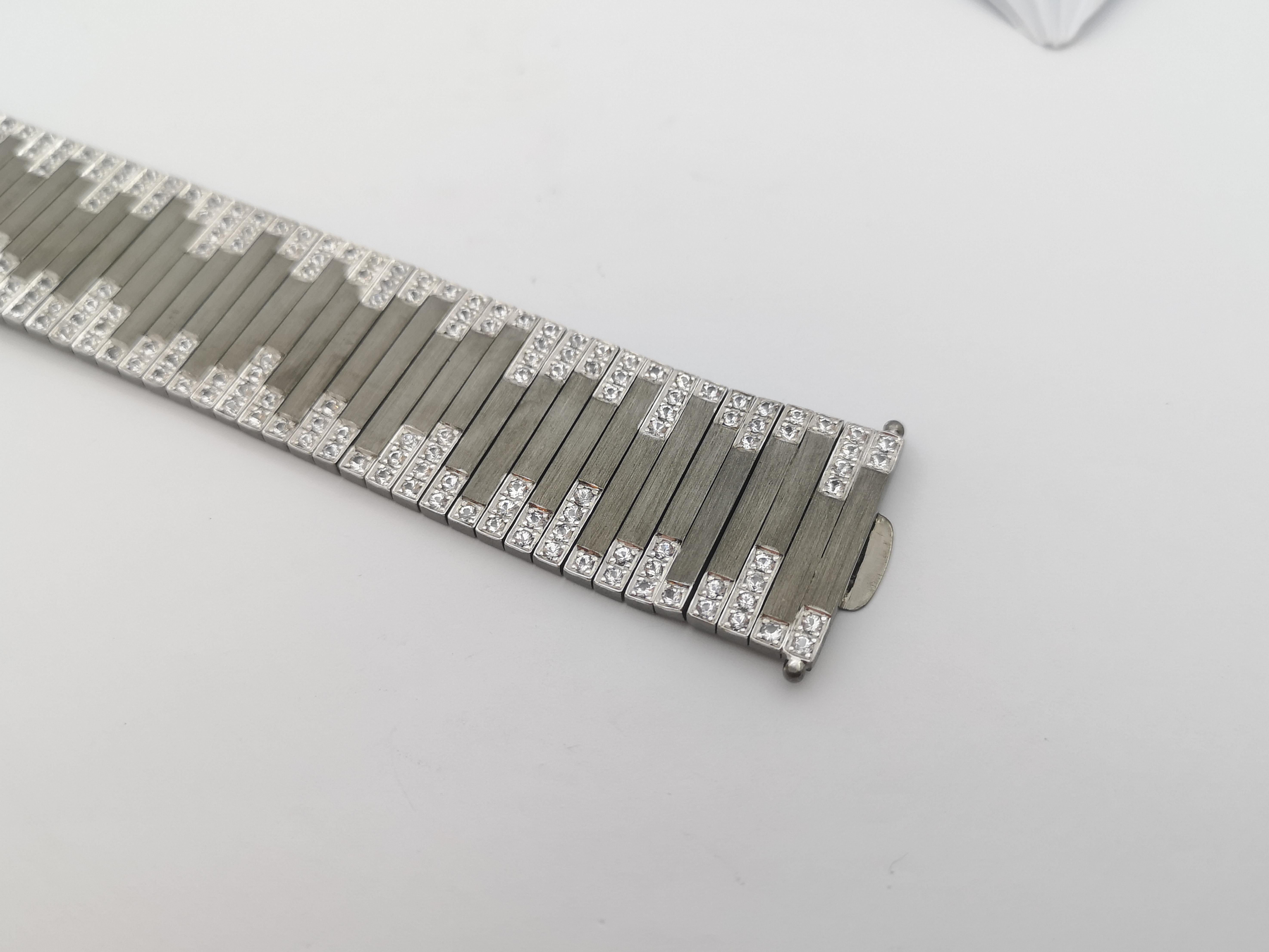 White Sapphire Bracelet set in Silver Settings For Sale 5