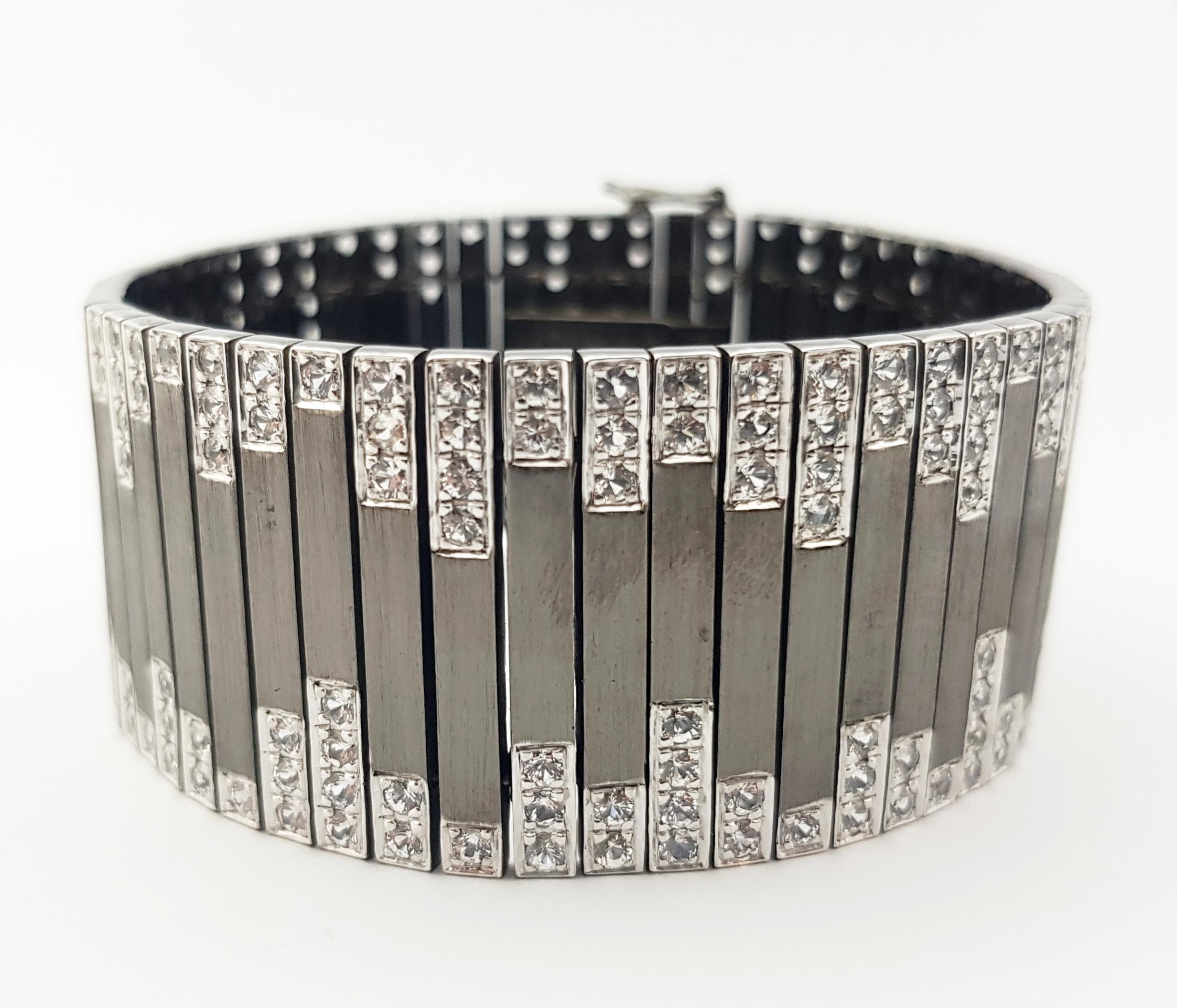 White Sapphire Bracelet set in Silver Settings For Sale 6