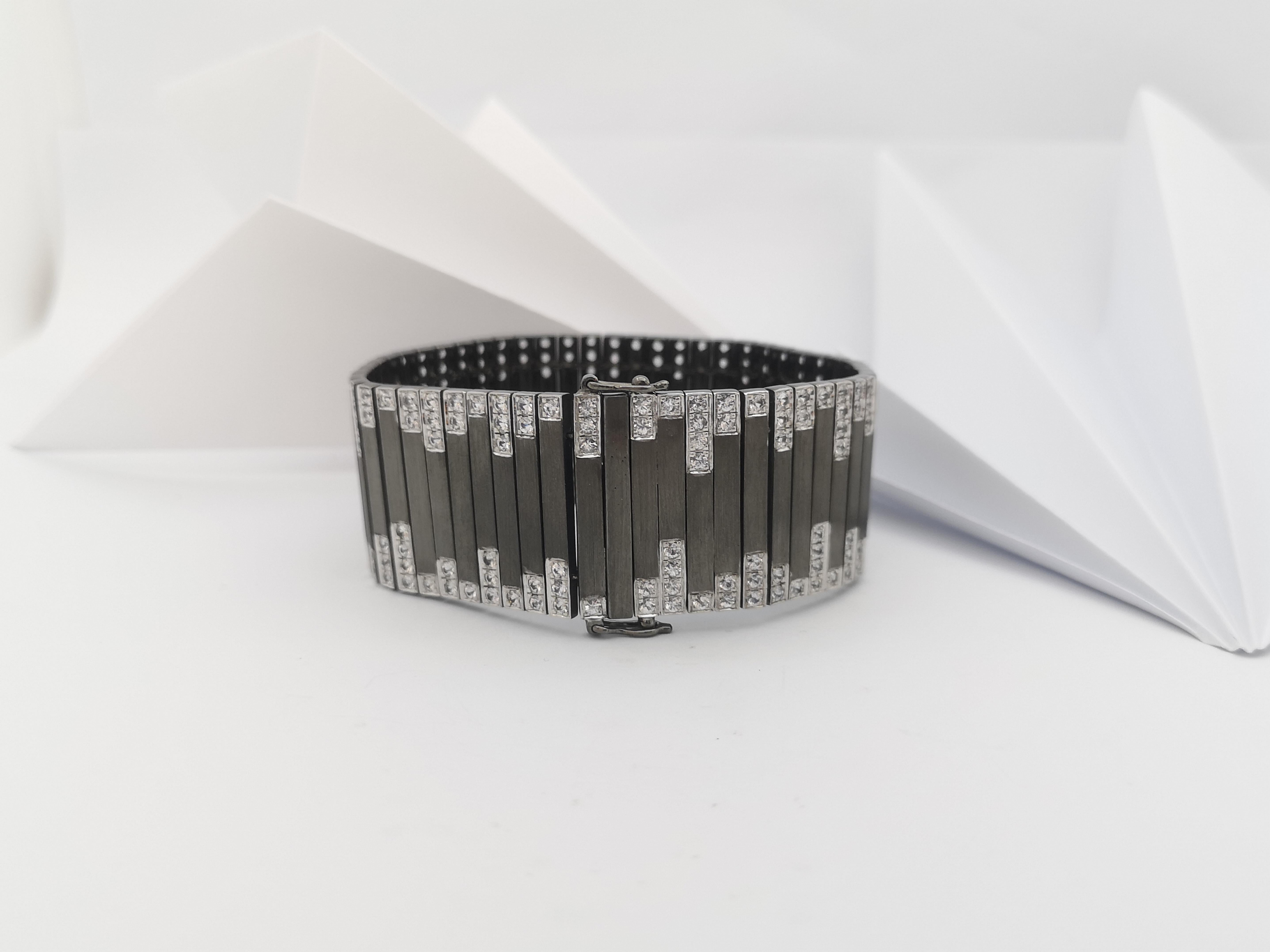 White Sapphire Bracelet set in Silver Settings For Sale 8