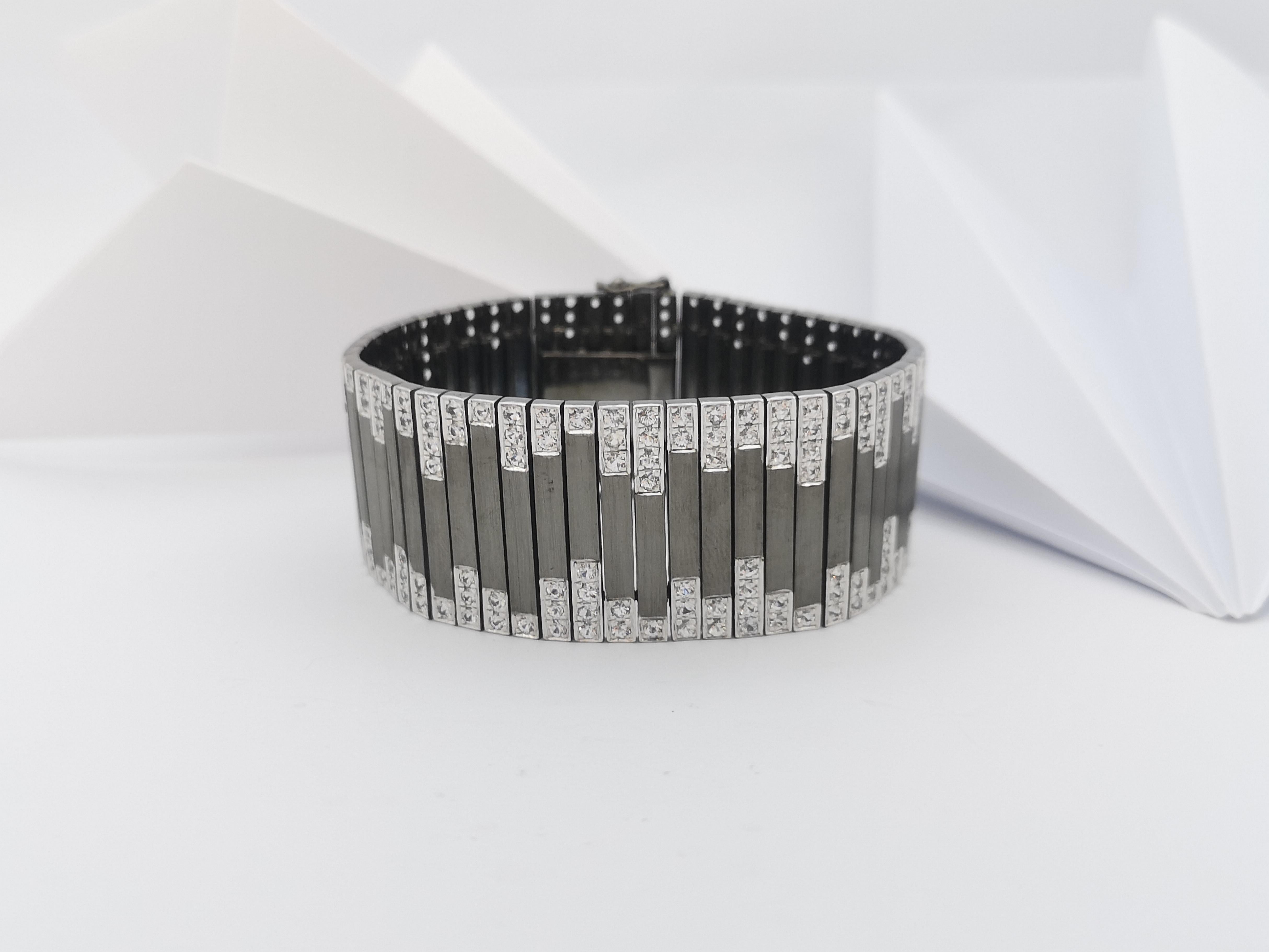White Sapphire Bracelet set in Silver Settings For Sale 9