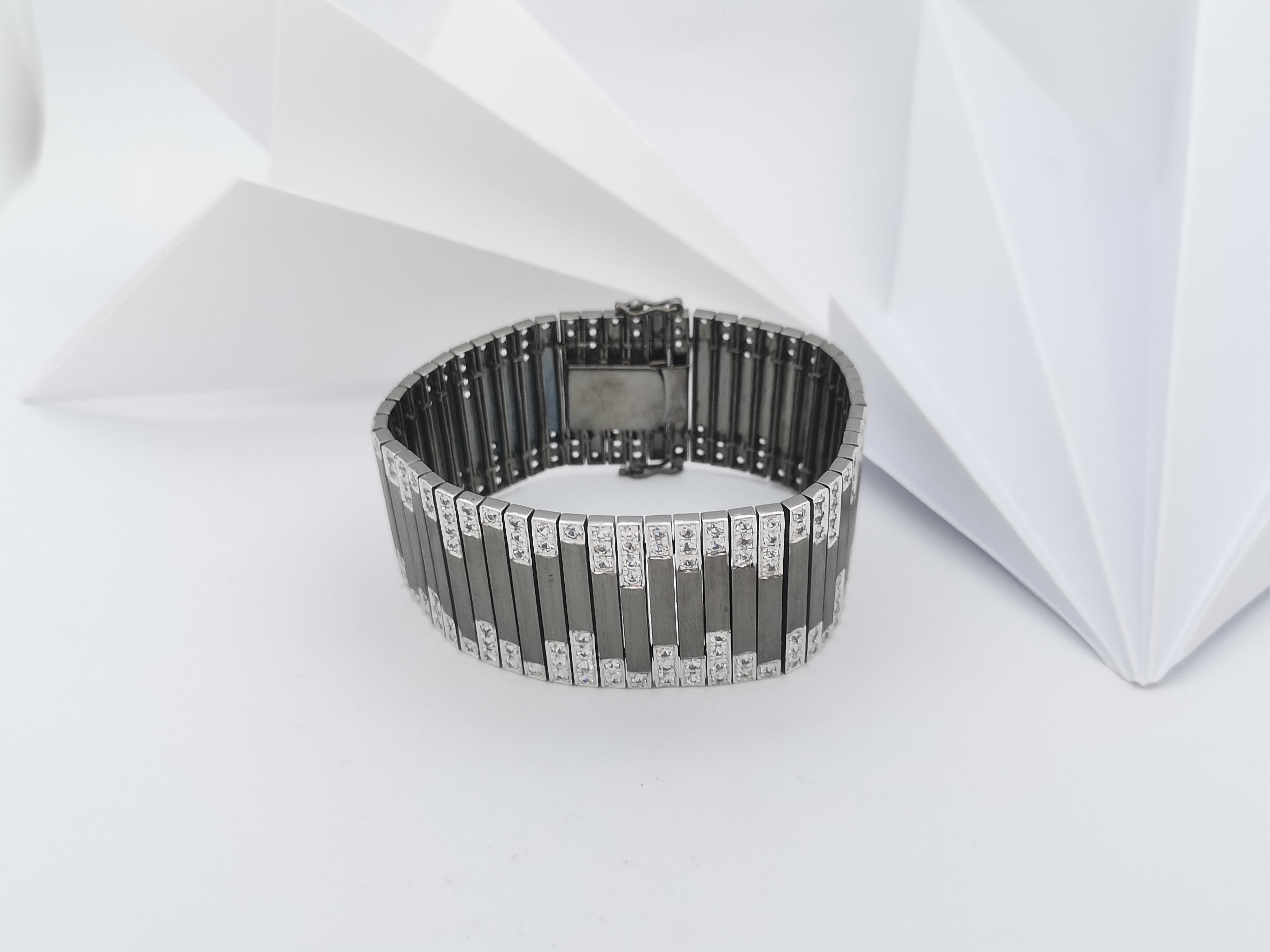 White Sapphire Bracelet set in Silver Settings For Sale 10