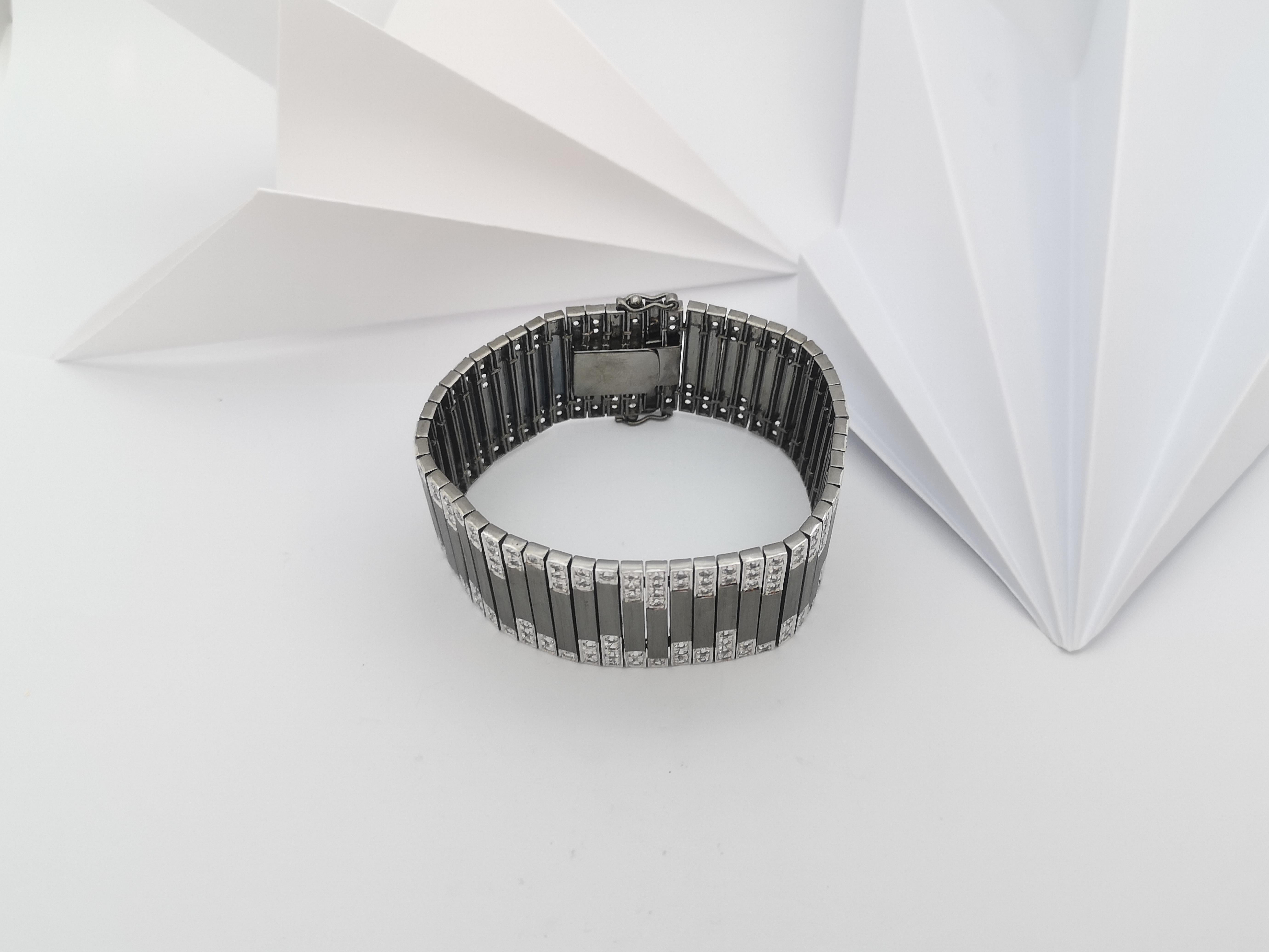 White Sapphire Bracelet set in Silver Settings For Sale 11