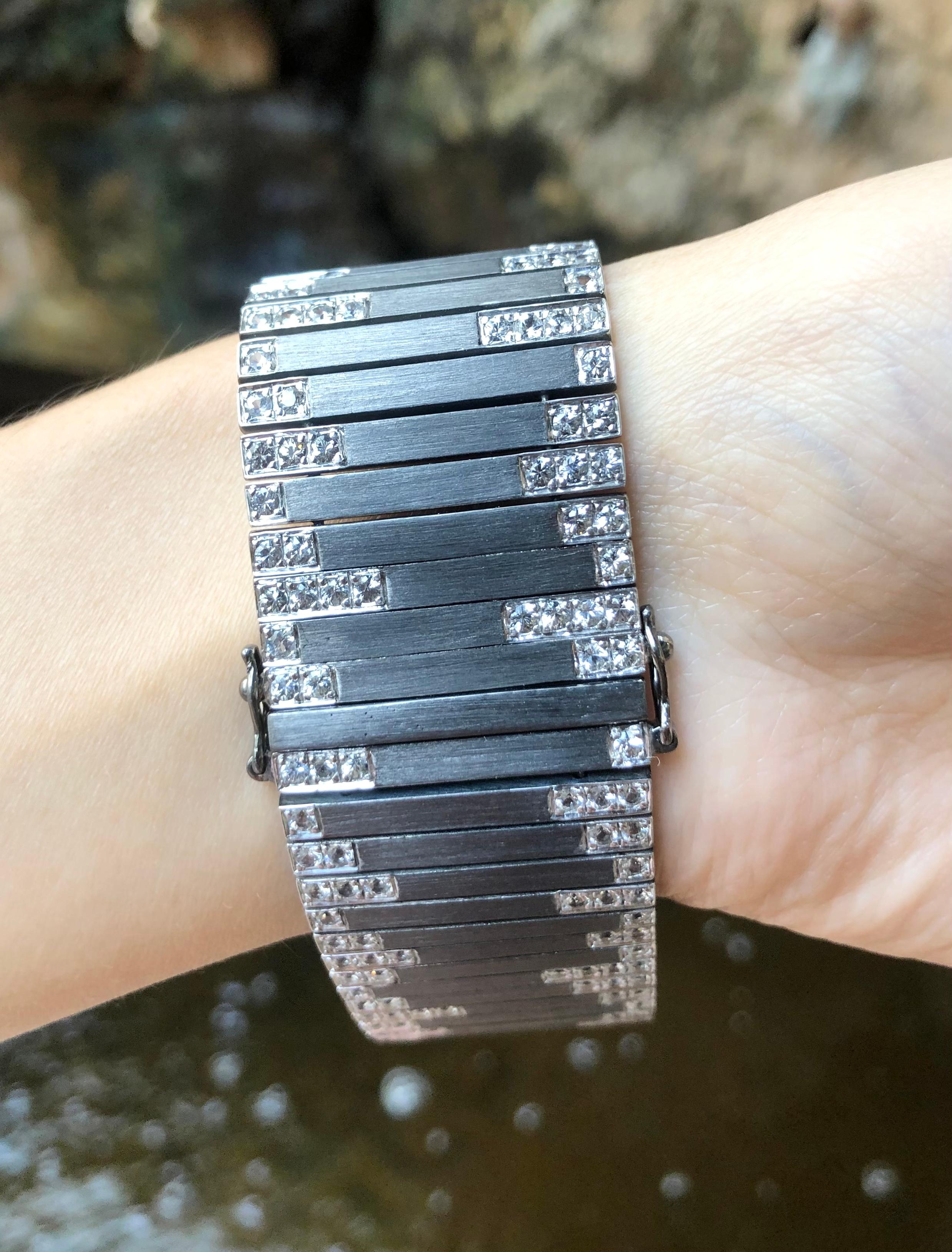 White Sapphire Bracelet set in Silver Settings For Sale 2
