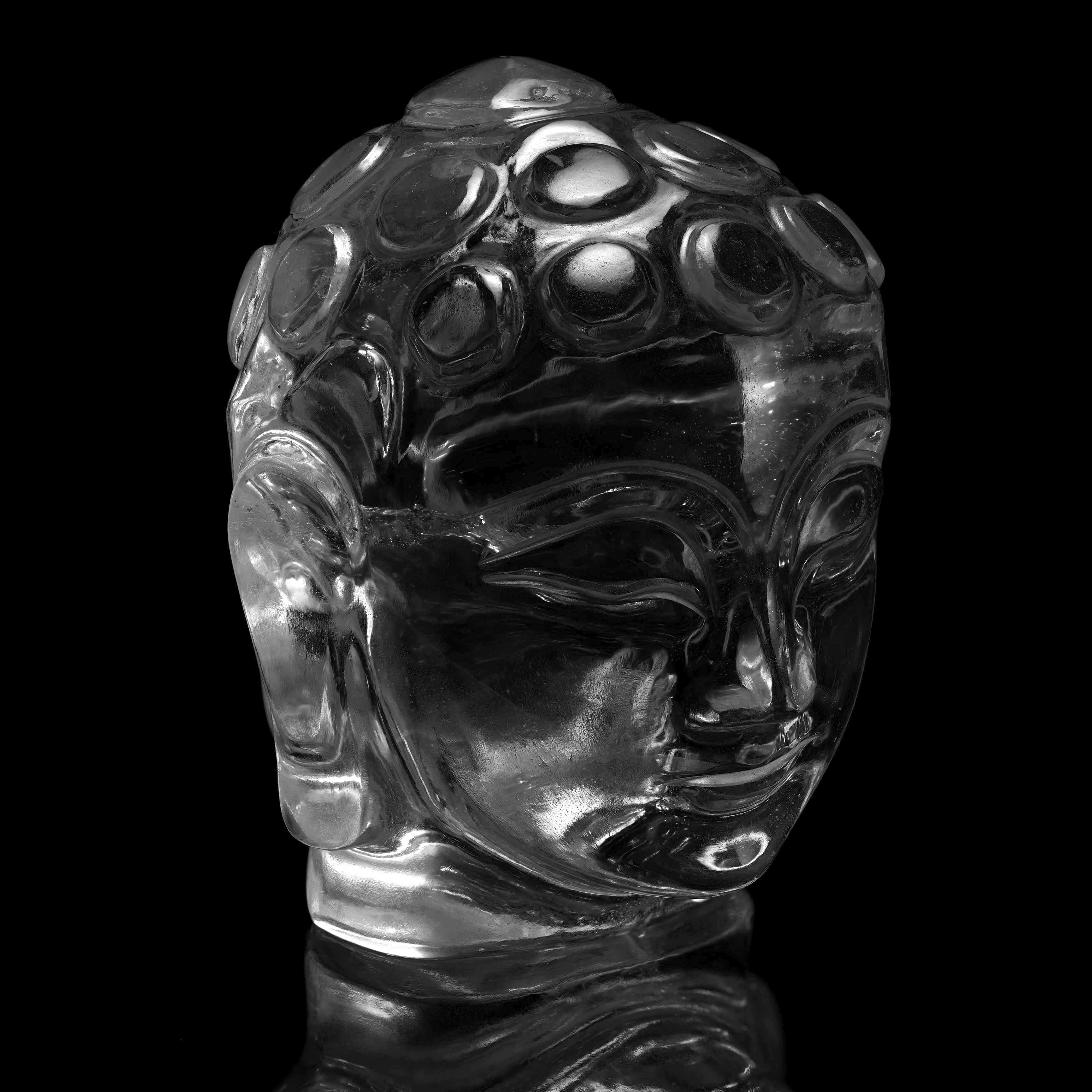 Poli Tête de Bouddha en saphir blanc - 1,275 carats en vente