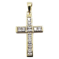 White Sapphire Cross Pendant Set in 18 Karat Gold Settings