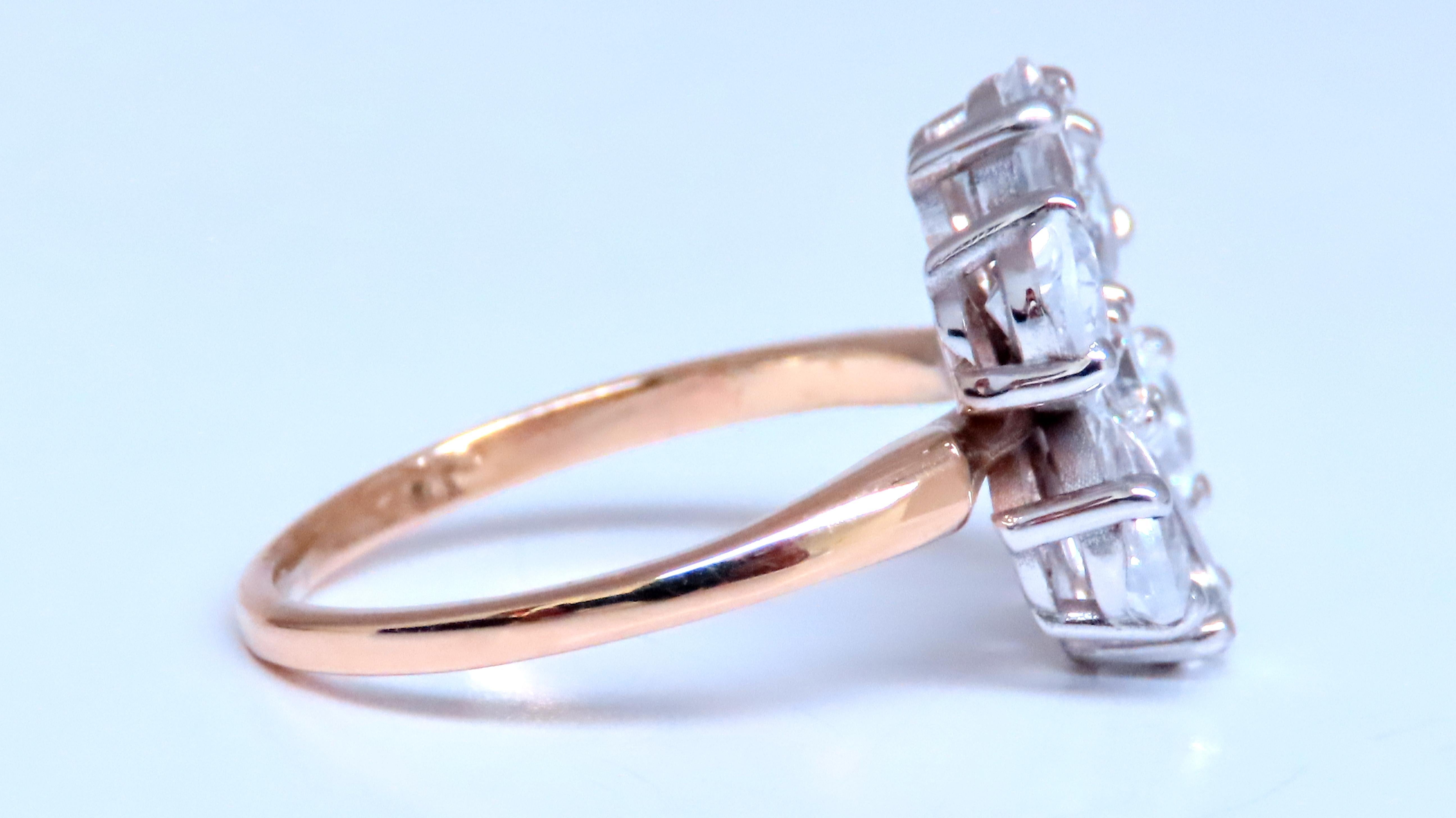 Pear Cut White sapphire Daisy Cluster Clover Ring 14kt Gold 12549 For Sale