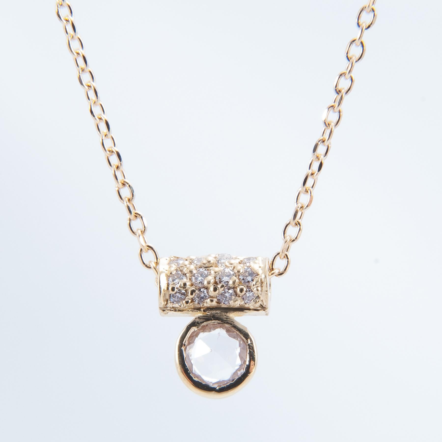 White Sapphire & Diamond Tube Necklace In New Condition For Sale In Weston, MA