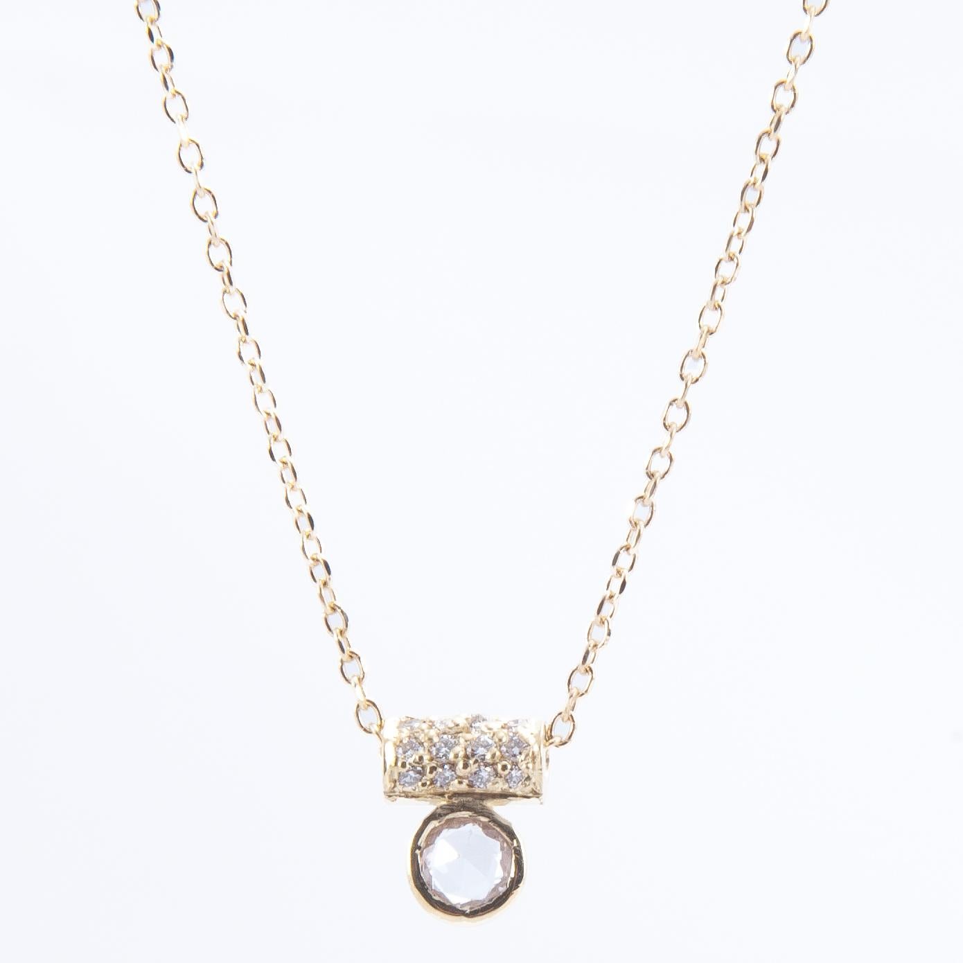 Röhrchen-Halskette mit weißem Saphir und Diamant Damen im Angebot