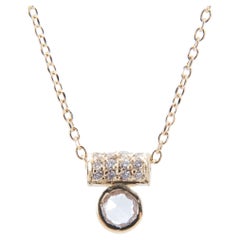 Röhrchen-Halskette mit weißem Saphir und Diamant