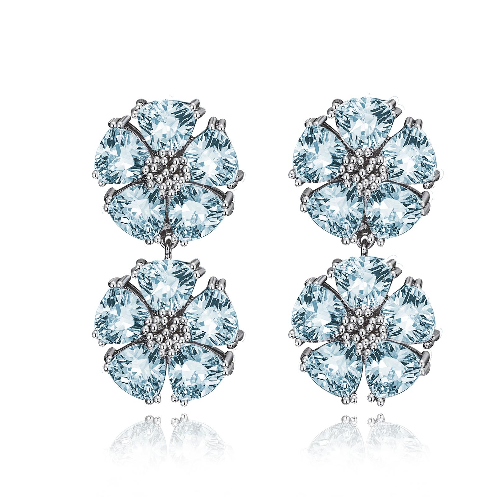 Women's White Topaz Double Blossom Stone Earrings For Sale