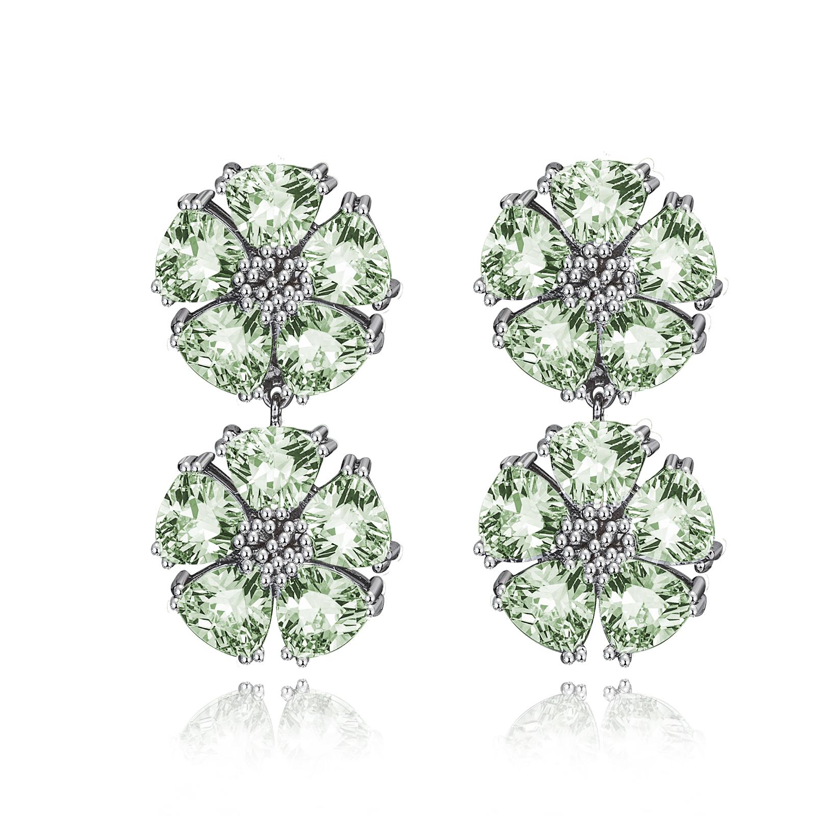 White Topaz Double Blossom Stone Earrings For Sale 2