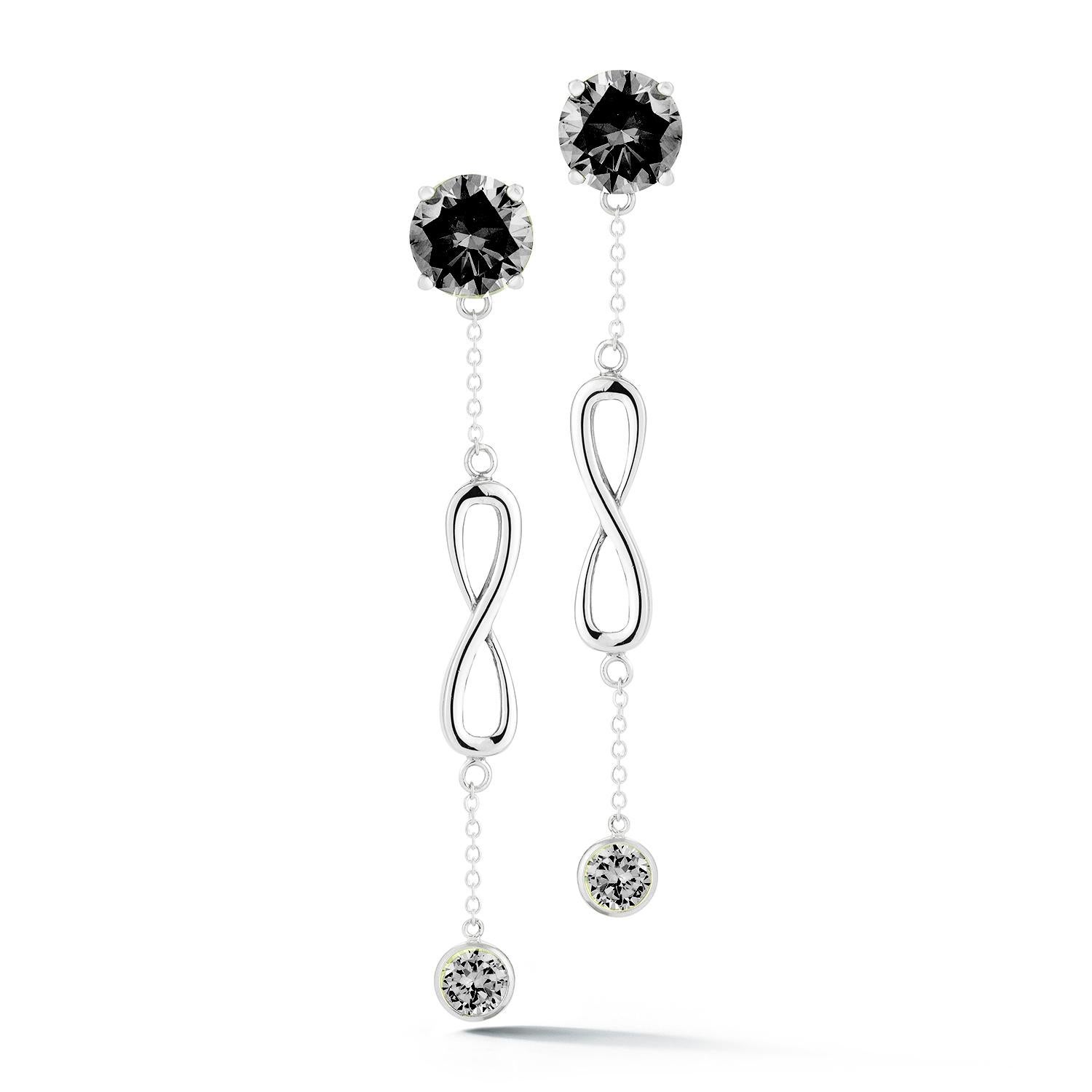 double sapphire chain earrings