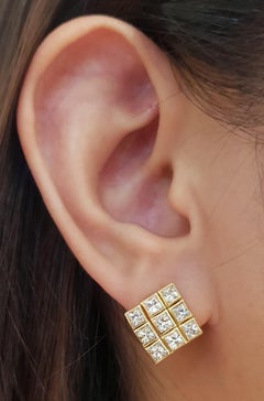 White Sapphire Earrings Set in 18 Karat Gold Settings