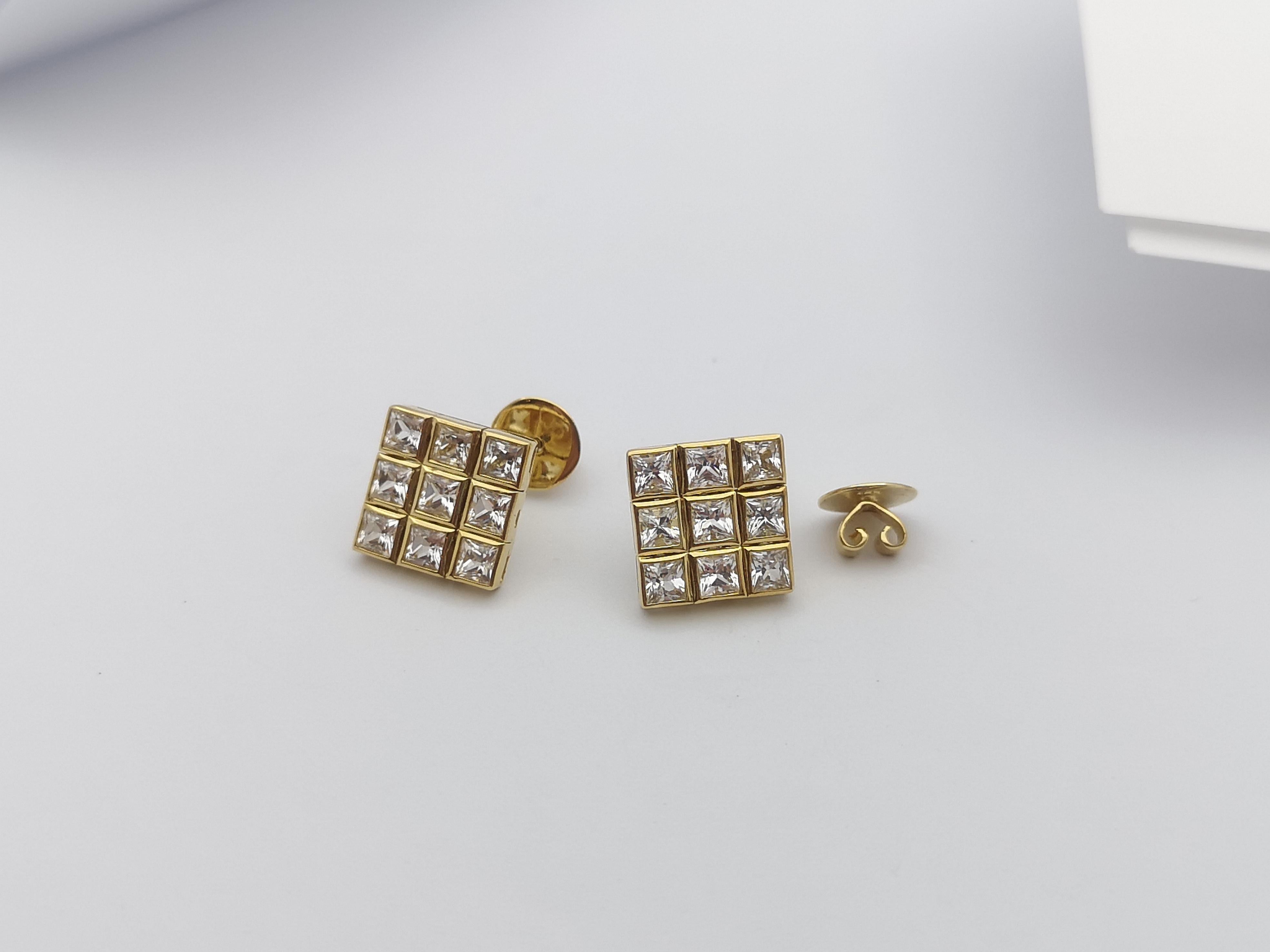 White Sapphire Earrings Set in 18 Karat Gold Settings For Sale 2