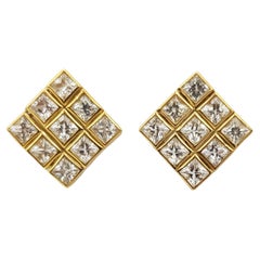 White Sapphire Earrings Set in 18 Karat Gold Settings