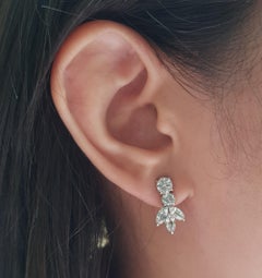 White Sapphire Earrings Set in 18 Karat White Gold Settings