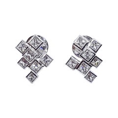 White Sapphire Earrings Set in 18 Karat White Gold Settings