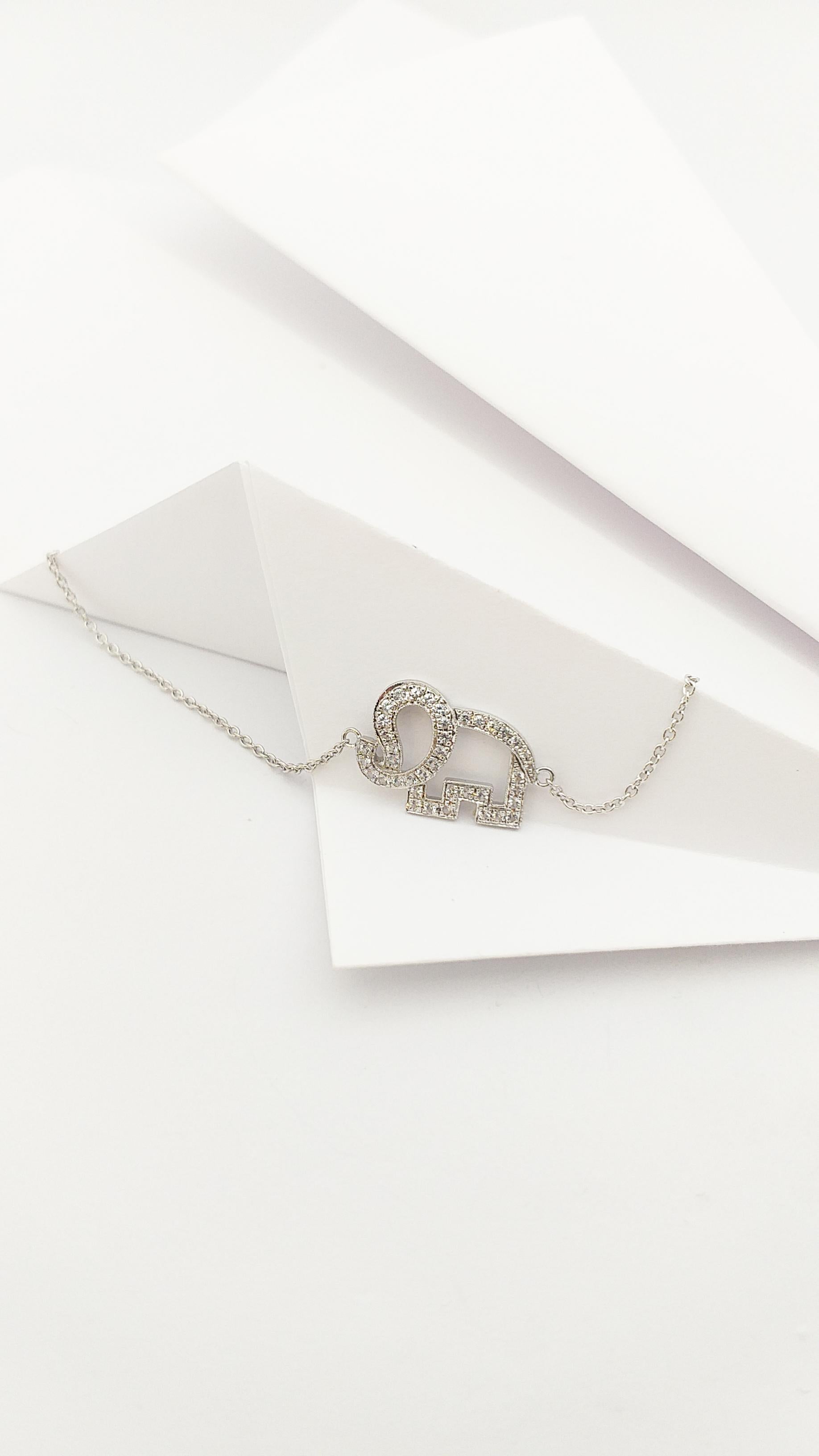 White Sapphire Elephant Bracelet set in Silver Settings For Sale 4