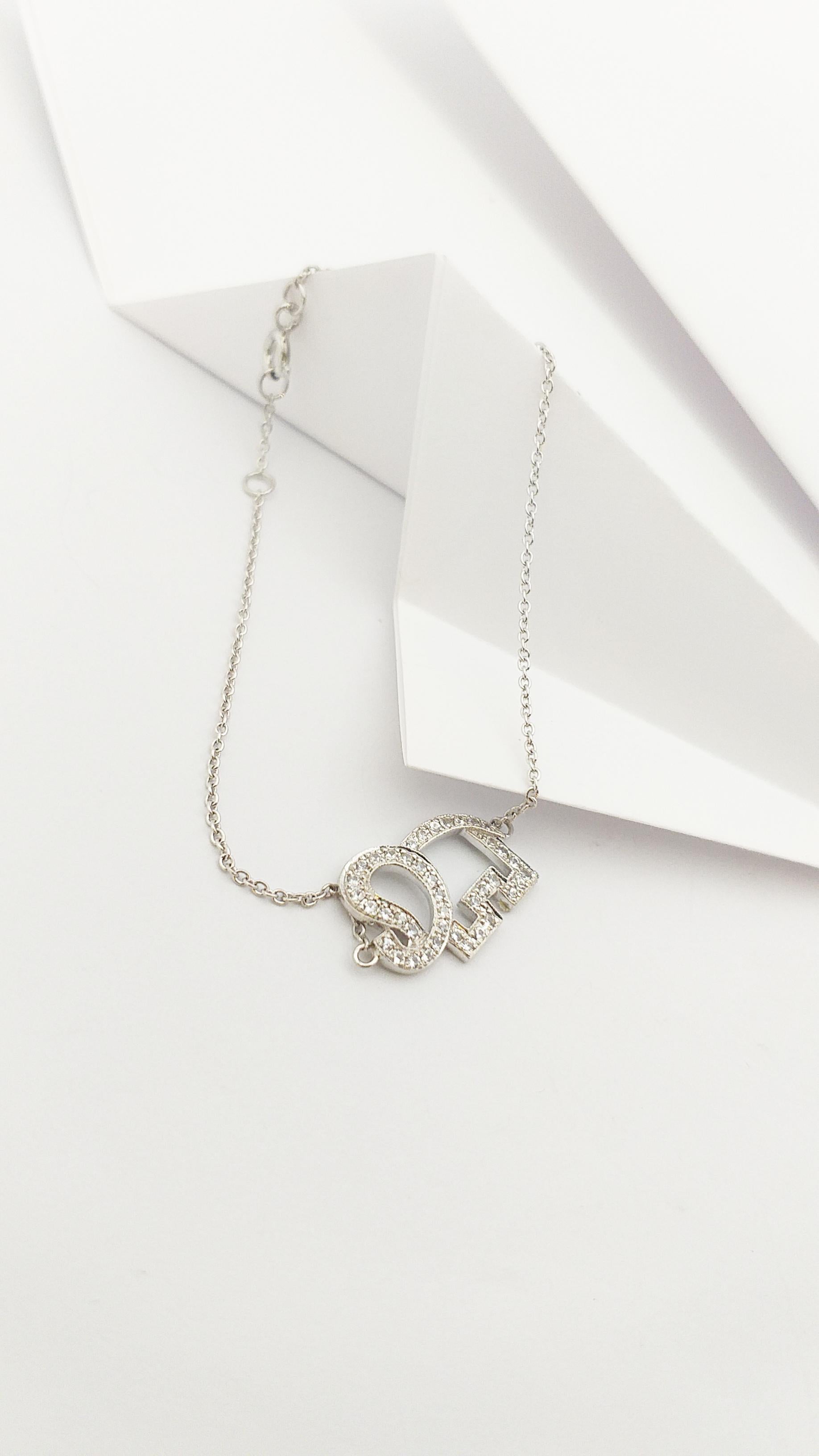 White Sapphire Elephant Bracelet set in Silver Settings For Sale 6