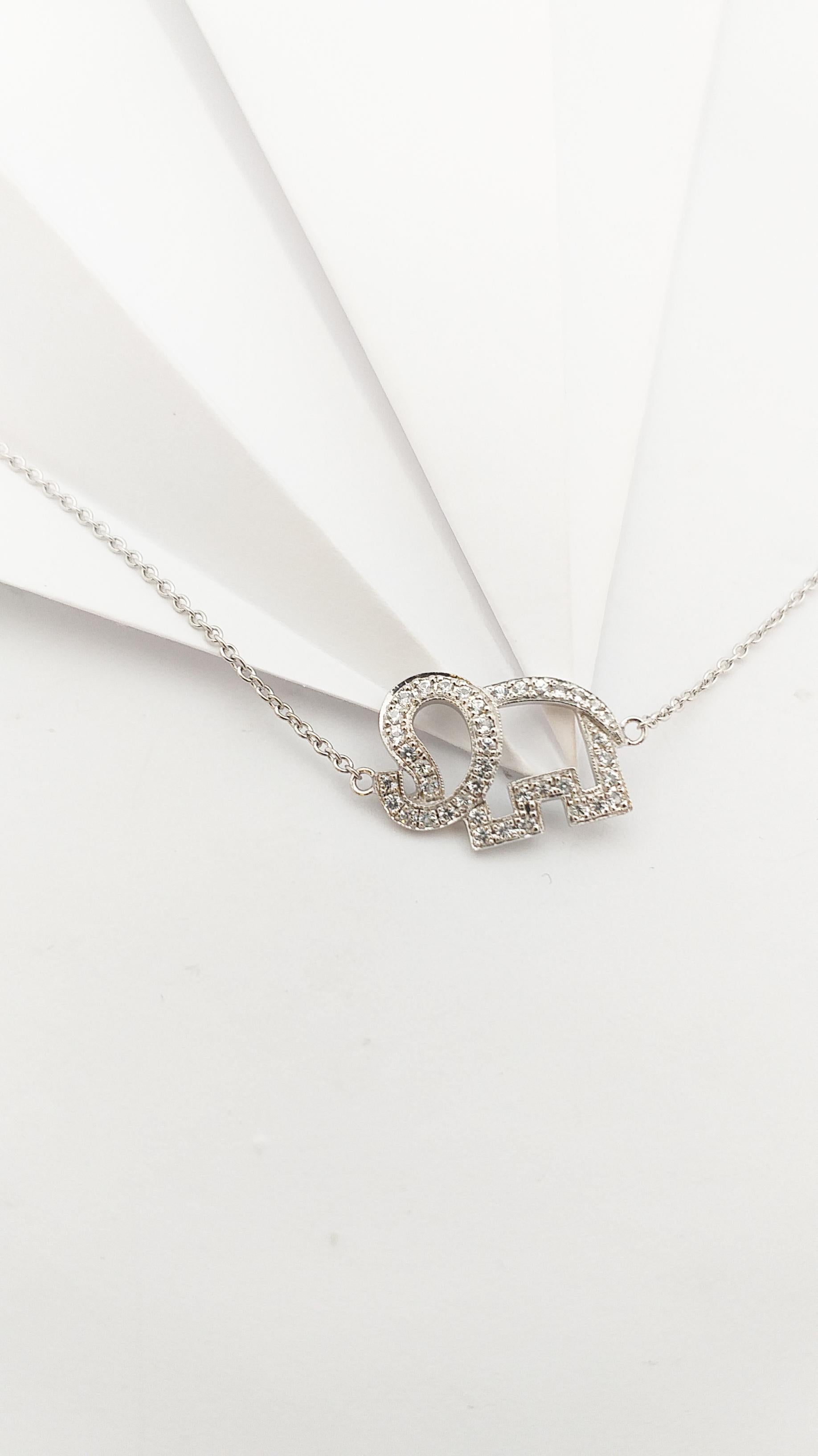 White Sapphire Elephant Bracelet set in Silver Settings For Sale 1