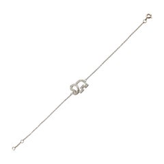 White Sapphire Elephant Bracelet set in Silver Settings
