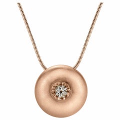 White Sapphire in Large Rose Gold Dome Pendant