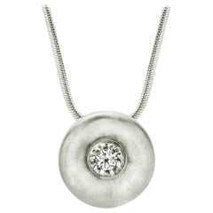 White Sapphire in Large Silver Dome Pendant