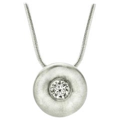 White Sapphire in Large Silver Dome Pendant