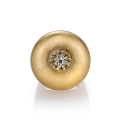 White Sapphire in Large Yellow Gold Dome Ring