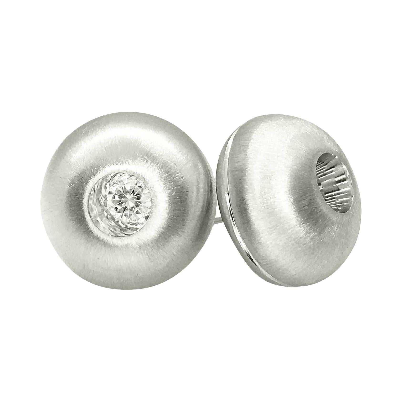 brushed finish handmade from scratch Round domed silver stud earrings sterling silver