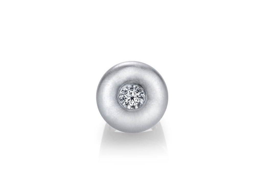 For Sale:  White Sapphire in Small White Gold Dome Ring 2